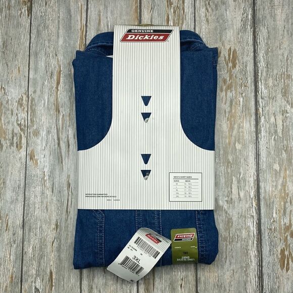 Big Mens Genuine Dickies Heavyweight Long Sleeve Denim Button Down Shirt Size 3X - Picture 4 of 5